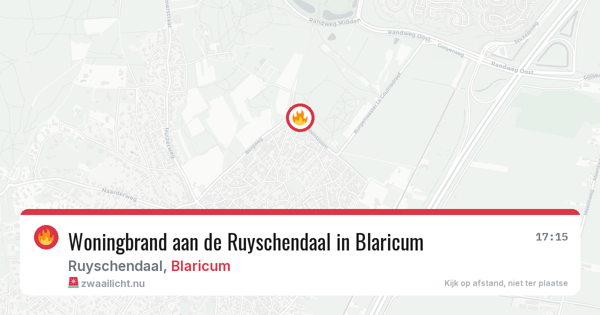 Woningbrand aan de Ruyschendaal in Blaricum — 23 mrt 2026