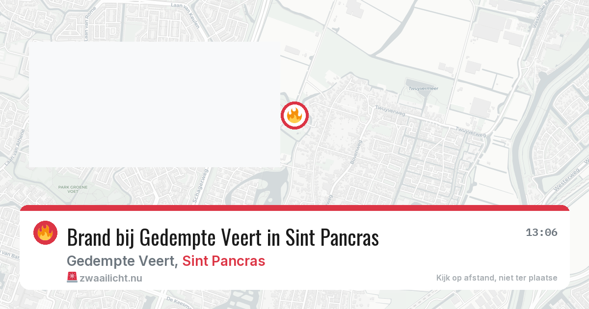 Brand bij Gedempte Veert in Sint Pancras — 14 mei 2026