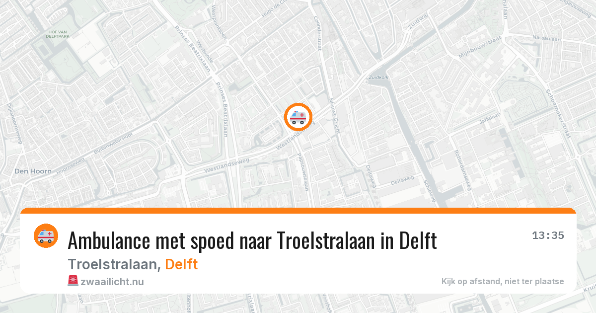 Ambulance met spoed naar Troelstralaan in Delft — 21 mrt 2026