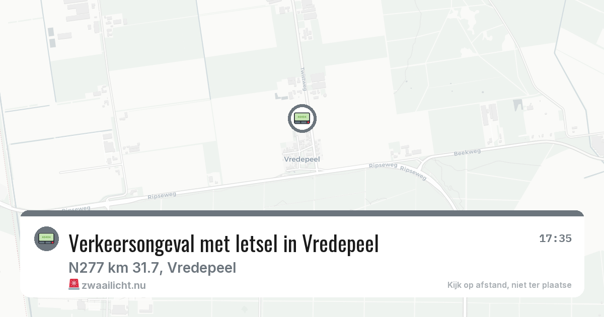 Verkeersongeval met letsel in Vredepeel — 19 mei 2026