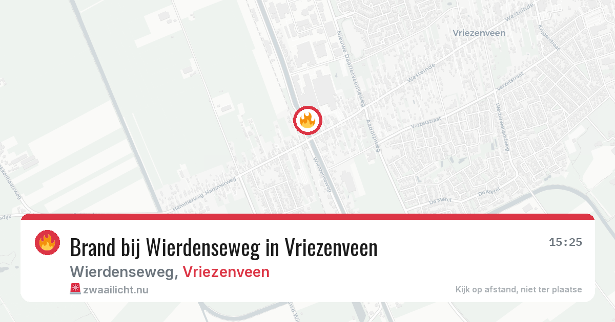 Brand bij Wierdenseweg in Vriezenveen — 25 jul 2026