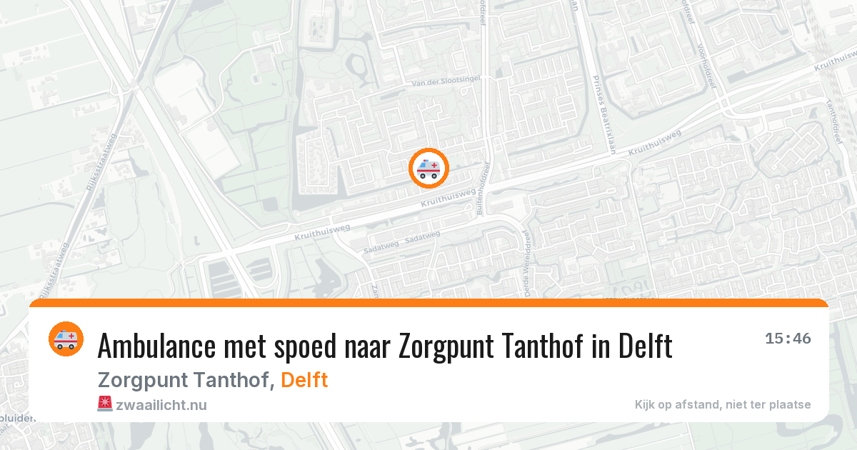 Ambulance met spoed naar Zorgpunt Tanthof in Delft — 16 mrt 2026