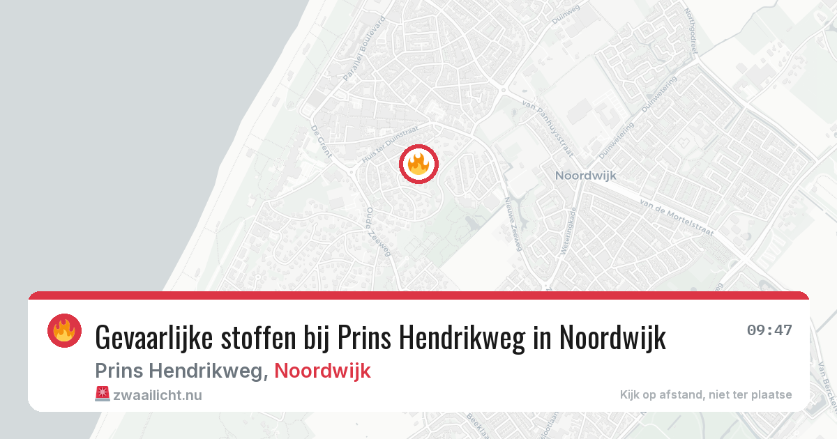 Gevaarlijke stoffen bij Prins Hendrikweg in Noordwijk — 20 jul 2026