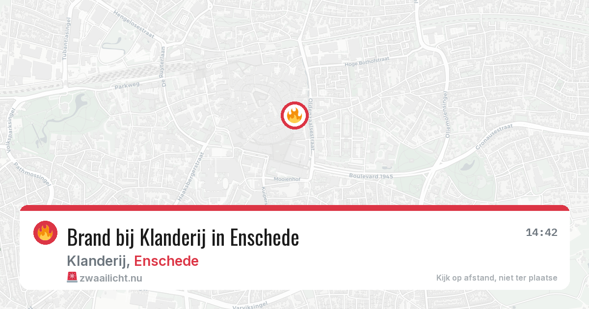 Brand bij Klanderij in Enschede — 14 mrt 2026
