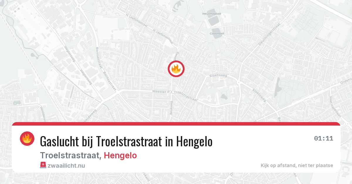 Gaslucht bij Troelstrastraat in Hengelo — 20 mrt 2026