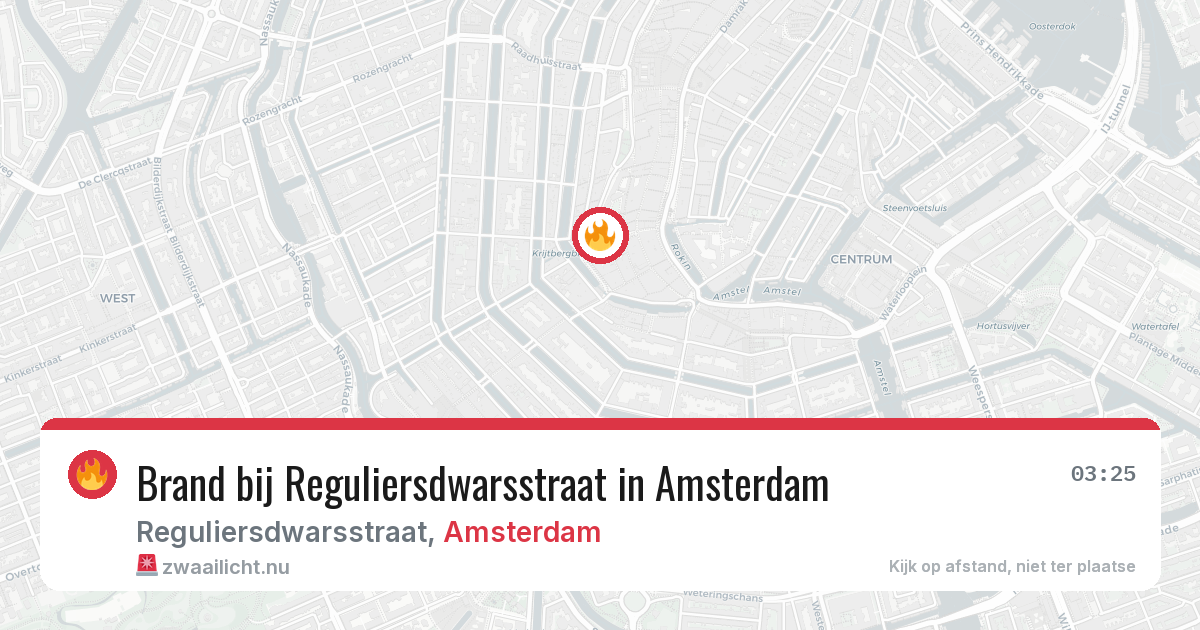 Brand bij Reguliersdwarsstraat in Amsterdam — 25 jul 2026