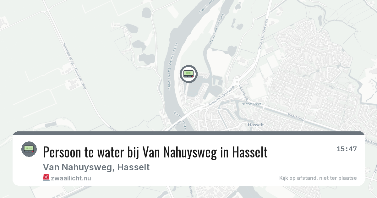 Persoon te water bij Van Nahuysweg in Hasselt — 8 jul 2026