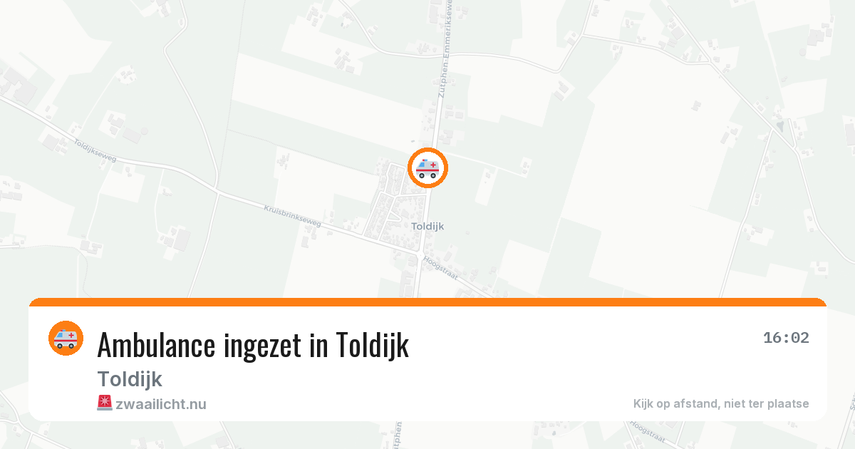 Ambulance ingezet in Toldijk — 20 mrt 2026