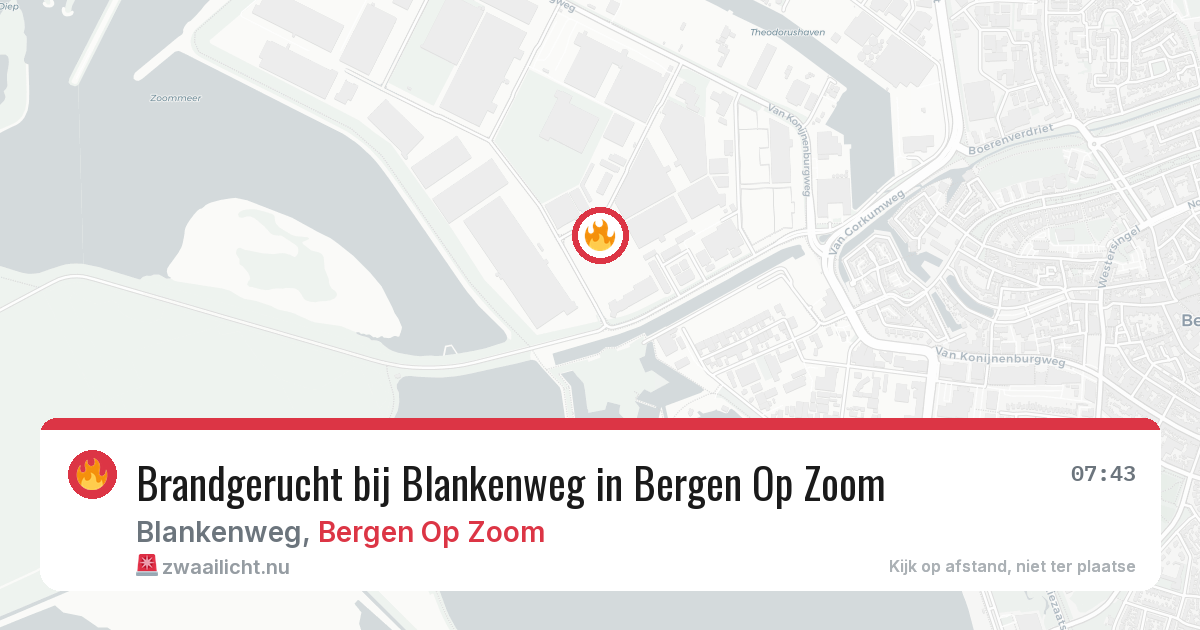 Brandgerucht bij Blankenweg in Bergen Op Zoom — 24 mrt 2026