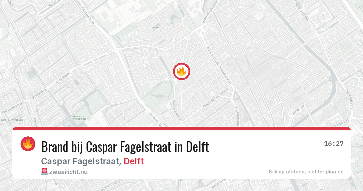 Brand bij Caspar Fagelstraat in Delft — 13 mei 2026