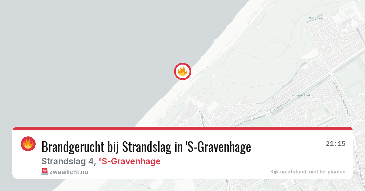 Brandgerucht bij Strandslag in 'S-Gravenhage — 16 jul 2026