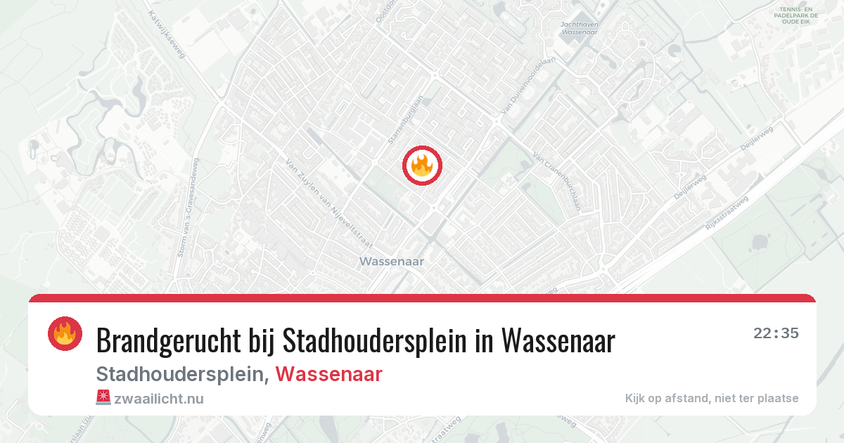 Brandgerucht bij Stadhoudersplein in Wassenaar — 11 jul 2026