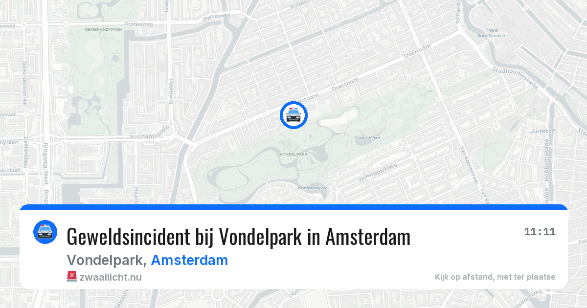 Geweldsincident bij Vondelpark in Amsterdam — 11 jul 2026