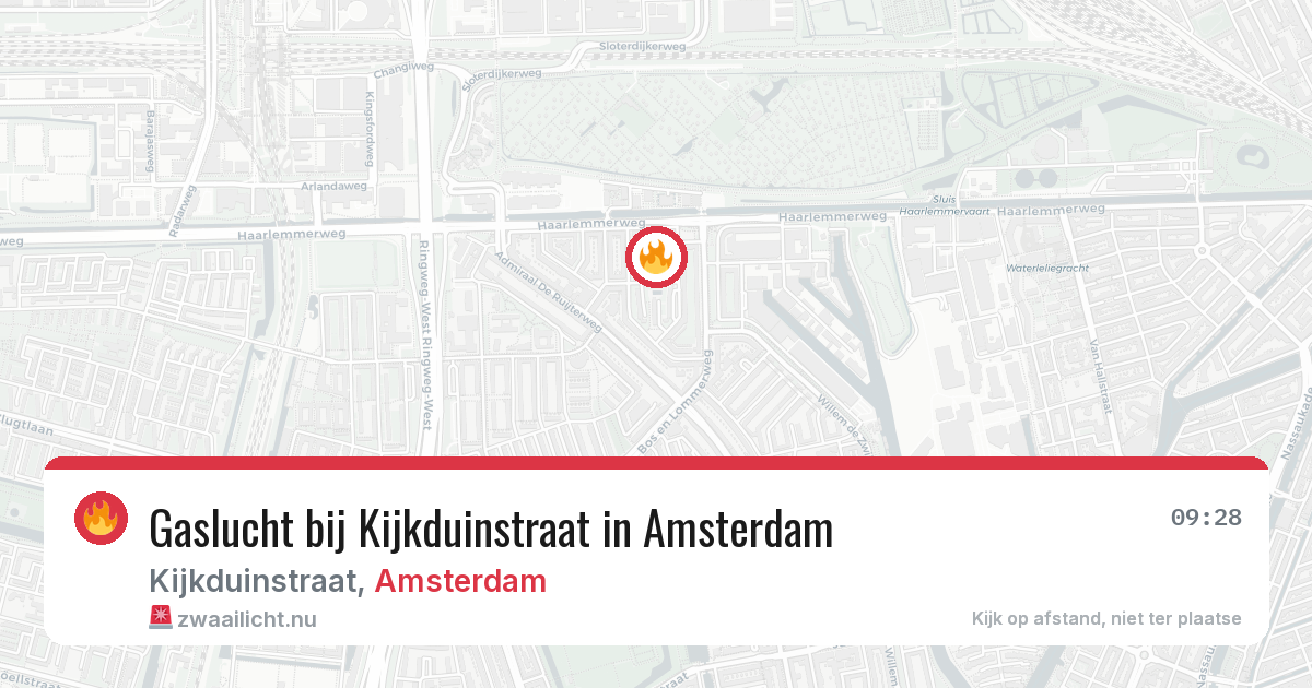 Gaslucht bij Kijkduinstraat in Amsterdam — 29 mei 2026