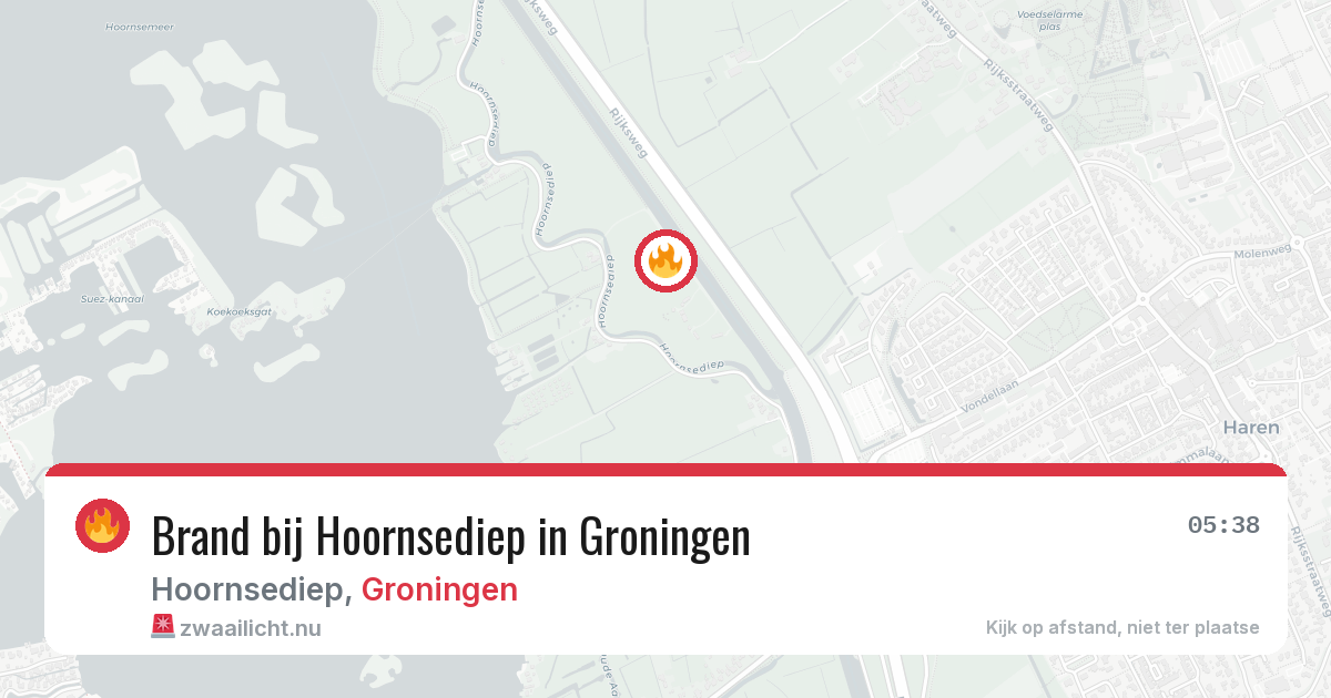 Brand bij Hoornsediep in Groningen — 21 jul 2026