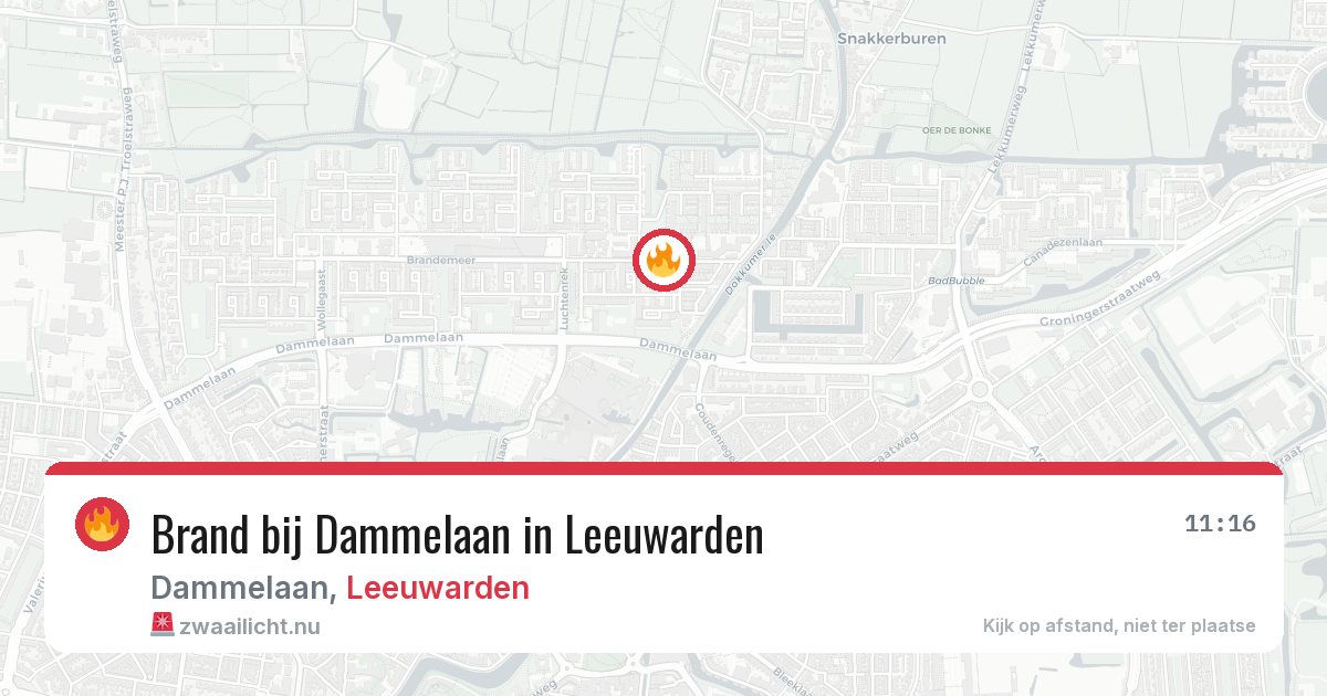 Brand bij Dammelaan in Leeuwarden — 15 jul 2026