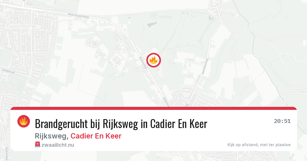 Brandgerucht bij Rijksweg in Cadier En Keer — 21 feb 2026