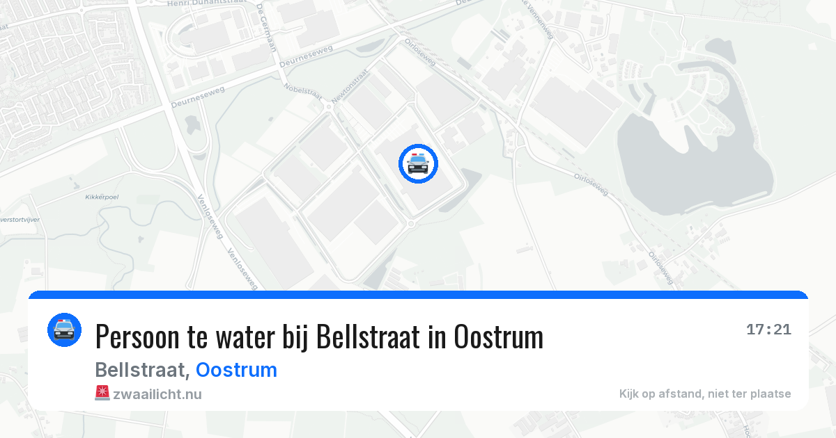 Persoon te water bij Bellstraat in Oostrum — 16 apr 2026