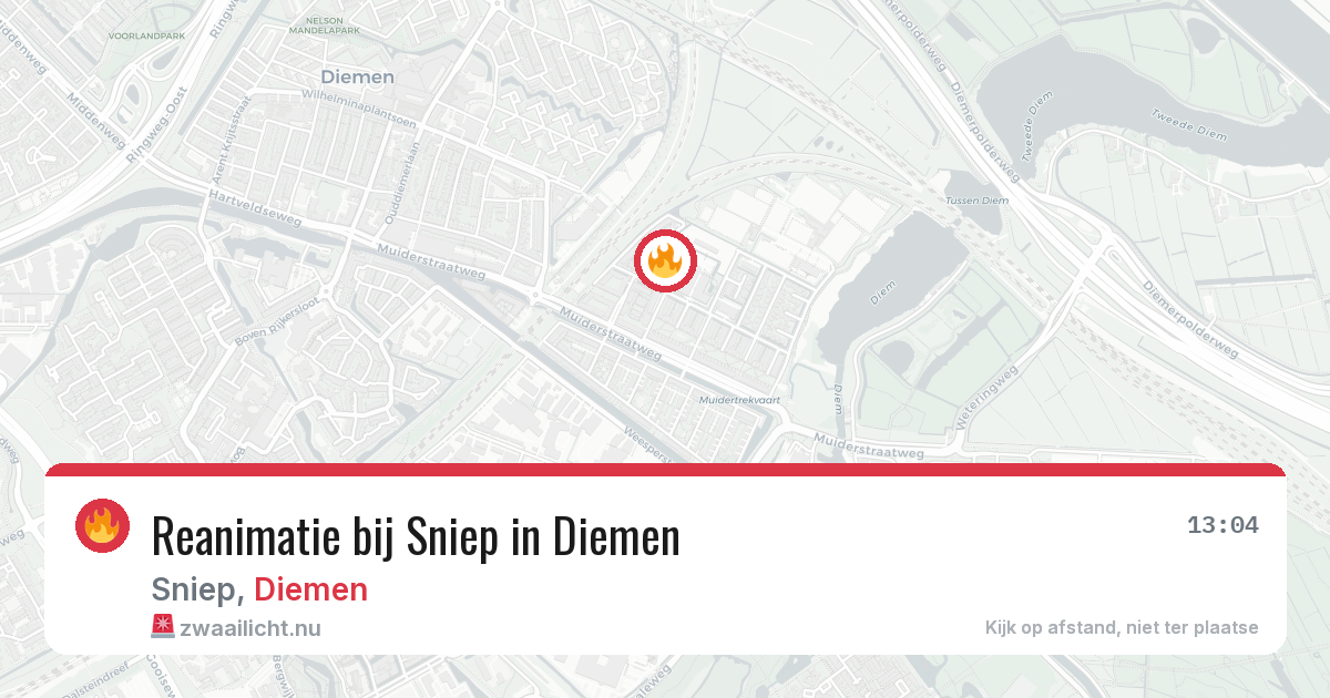 Reanimatie bij Sniep in Diemen — 21 jul 2026
