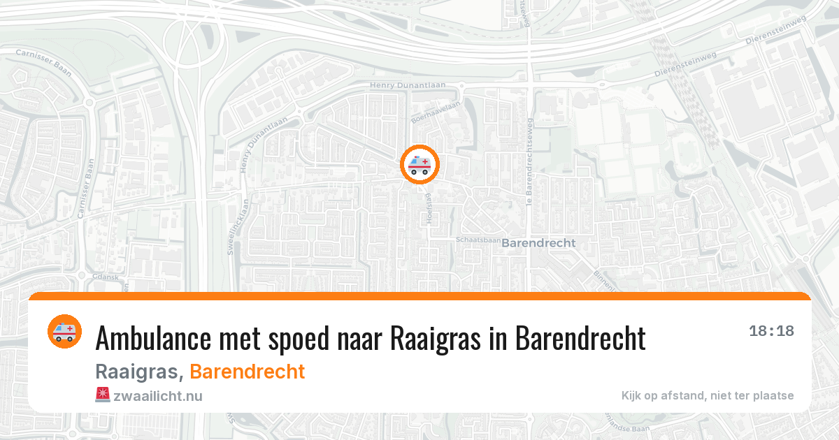 Ambulance met spoed naar Raaigras in Barendrecht — 16 jul 2026