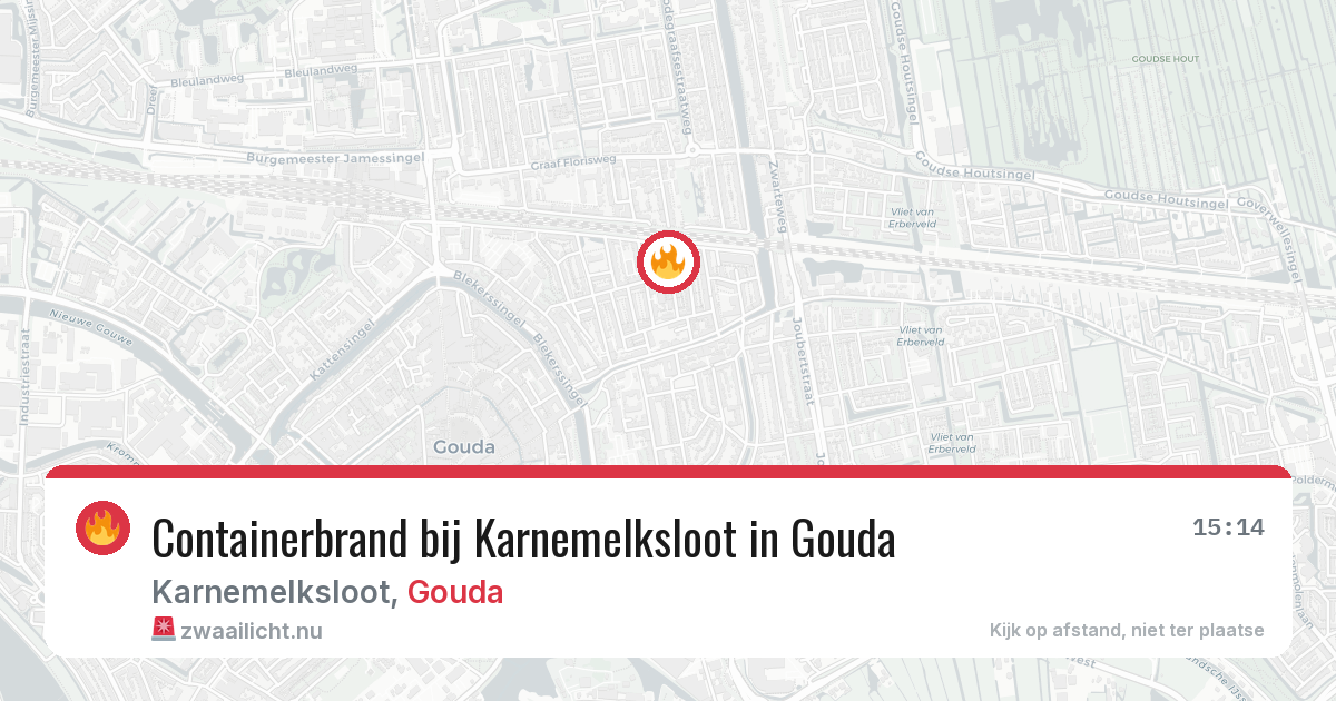 Containerbrand bij Karnemelksloot in Gouda — 14 mrt 2026