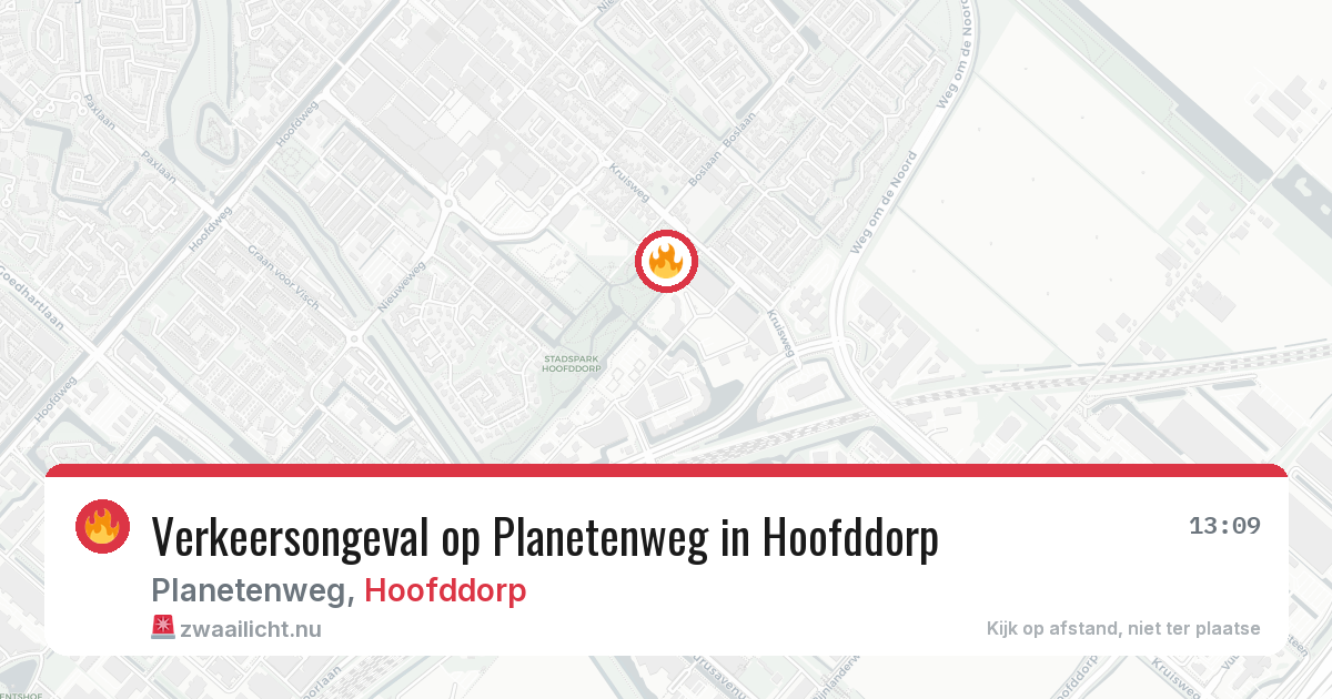Verkeersongeval op Planetenweg in Hoofddorp — 22 jul 2026