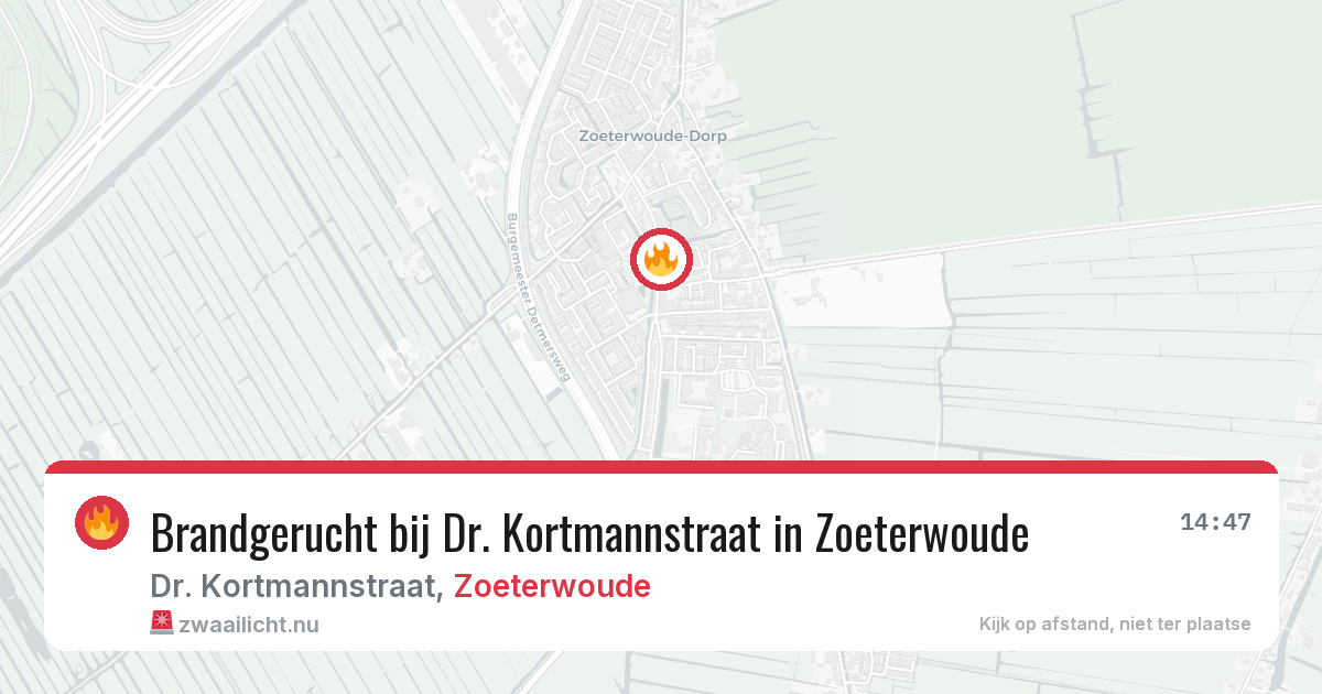 Brandgerucht bij Dr. Kortmannstraat in Zoeterwoude — 28 mrt 2026