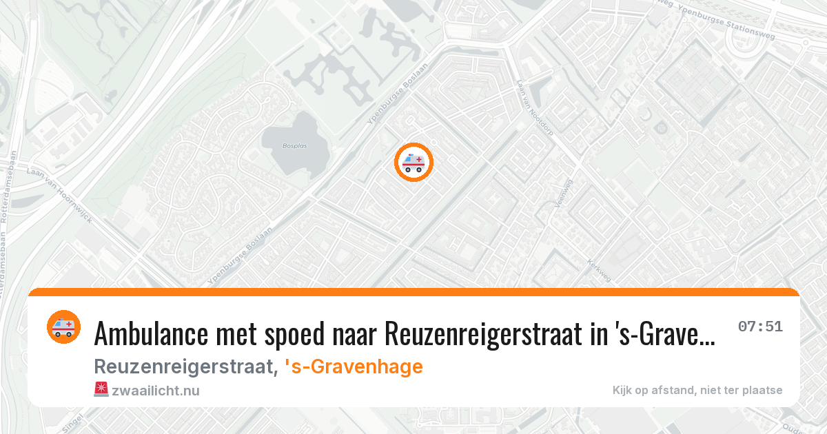 Ambulance met spoed naar Reuzenreigerstraat in 's-Gravenhage — 22 jul 2026