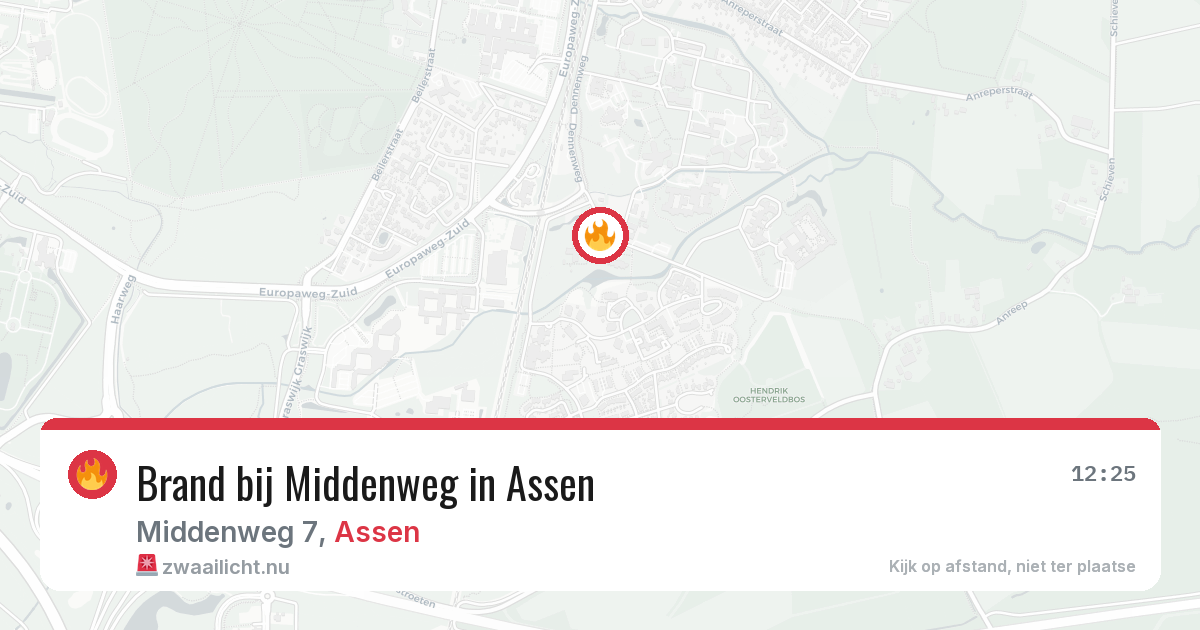 Brand bij Middenweg in Assen — 24 jul 2026