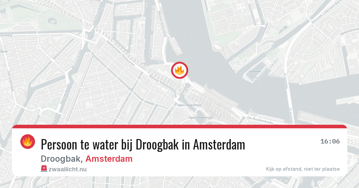Persoon te water bij Droogbak in Amsterdam — 18 jul 2026
