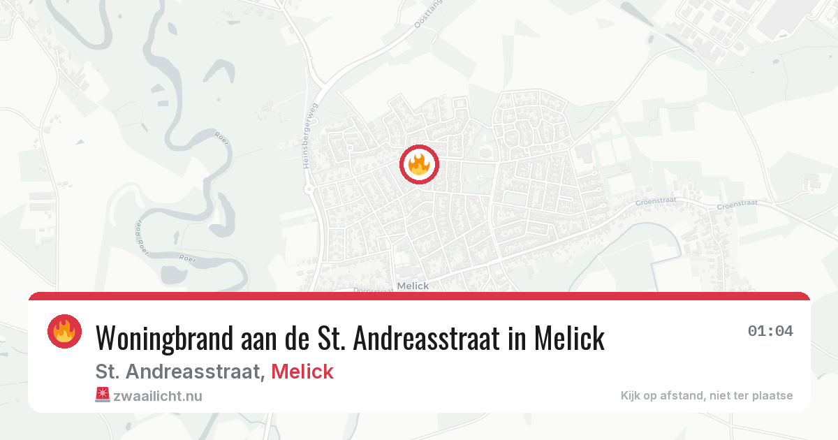 Woningbrand aan de St. Andreasstraat in Melick — 14 mrt 2026