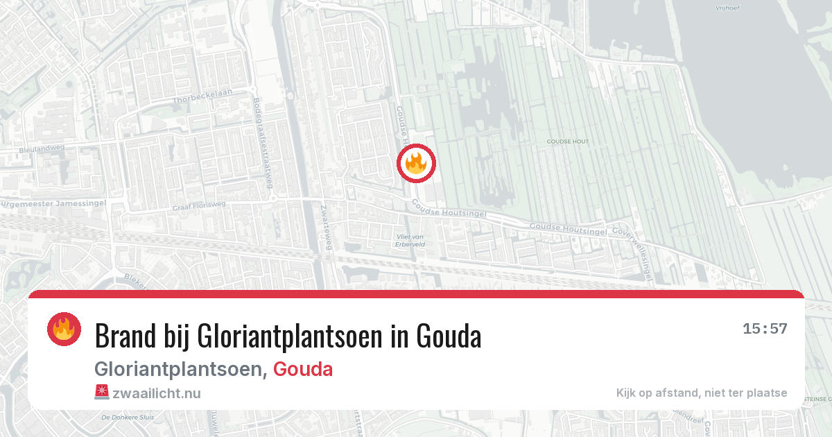 Brand bij Gloriantplantsoen in Gouda — 14 mei 2026