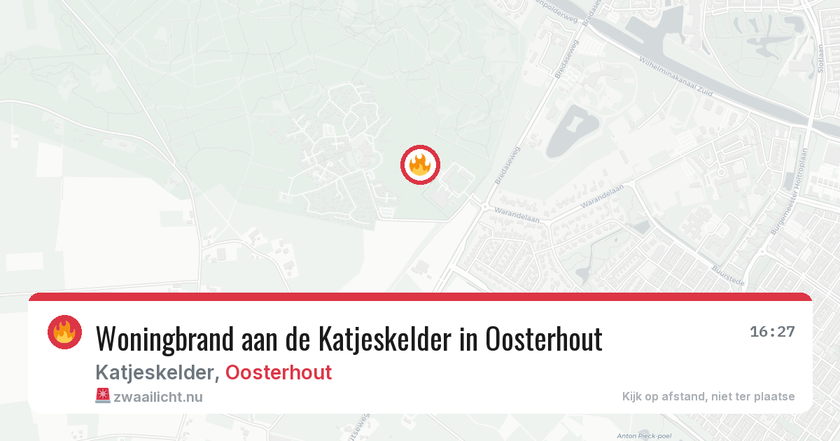 Woningbrand aan de Katjeskelder in Oosterhout — 15 jul 2026