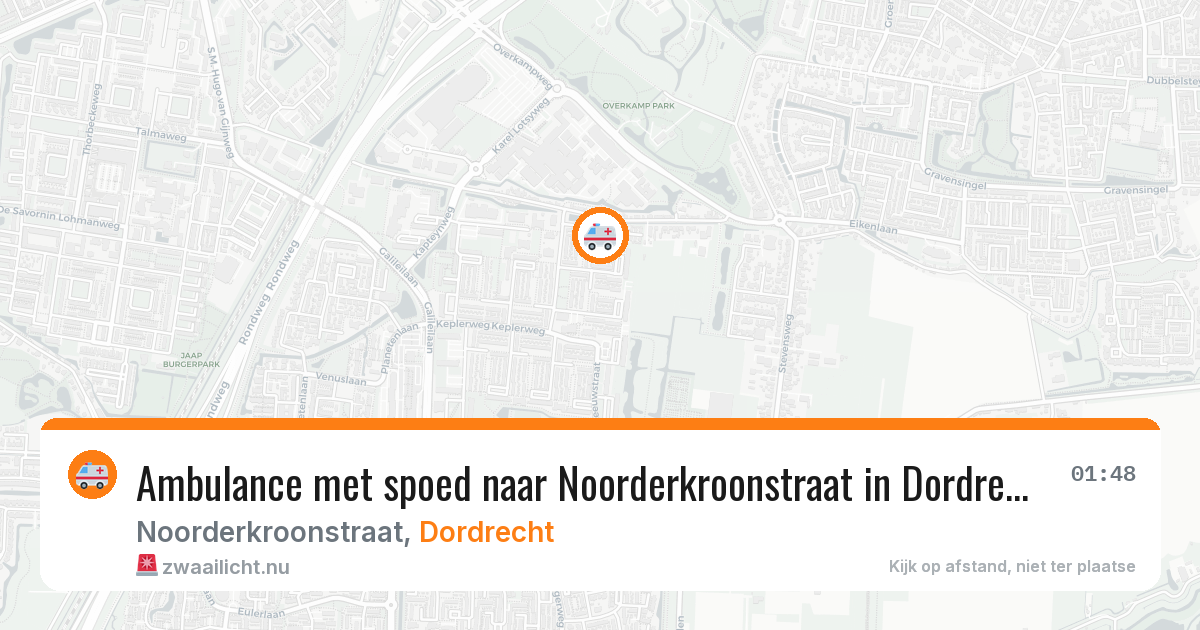 Ambulance met spoed naar Noorderkroonstraat in Dordrecht — 22 jul 2026