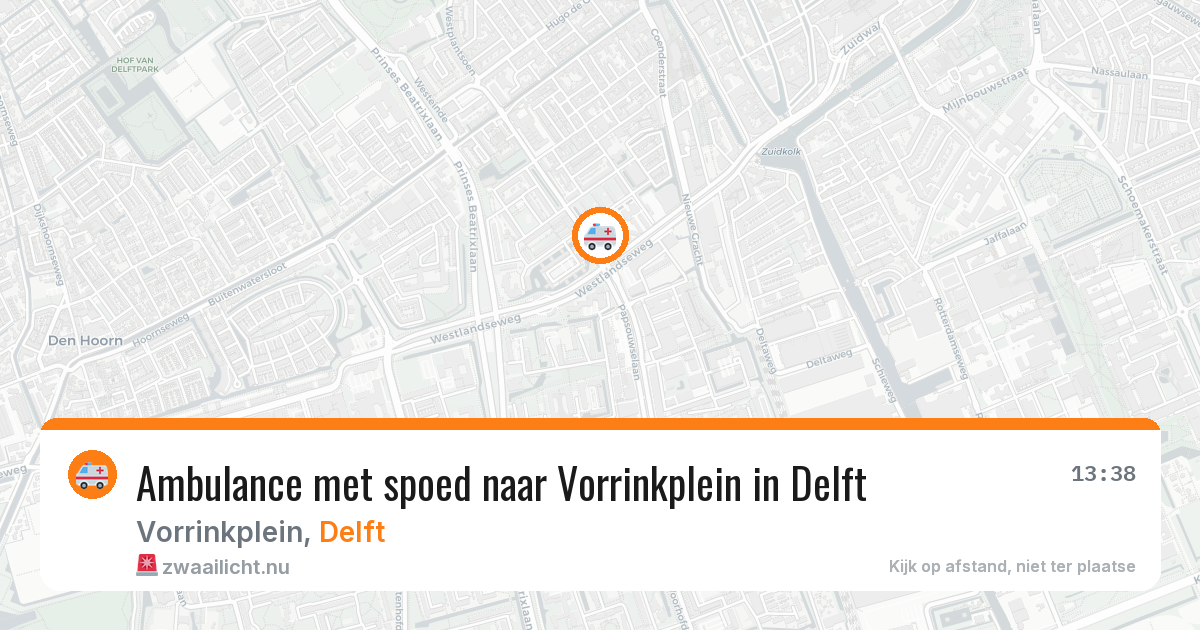 Ambulance met spoed naar Vorrinkplein in Delft — 11 mei 2026