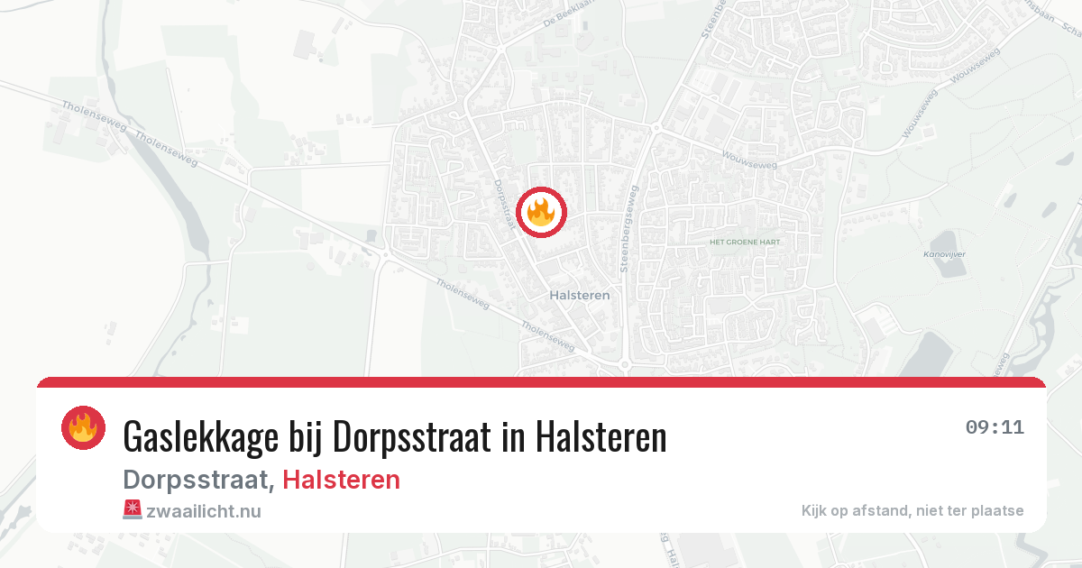 Gaslekkage bij Dorpsstraat in Halsteren — 31 mrt 2026