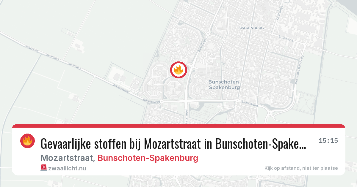 Gevaarlijke stoffen bij Mozartstraat in Bunschoten-Spakenburg — 23 feb 2026