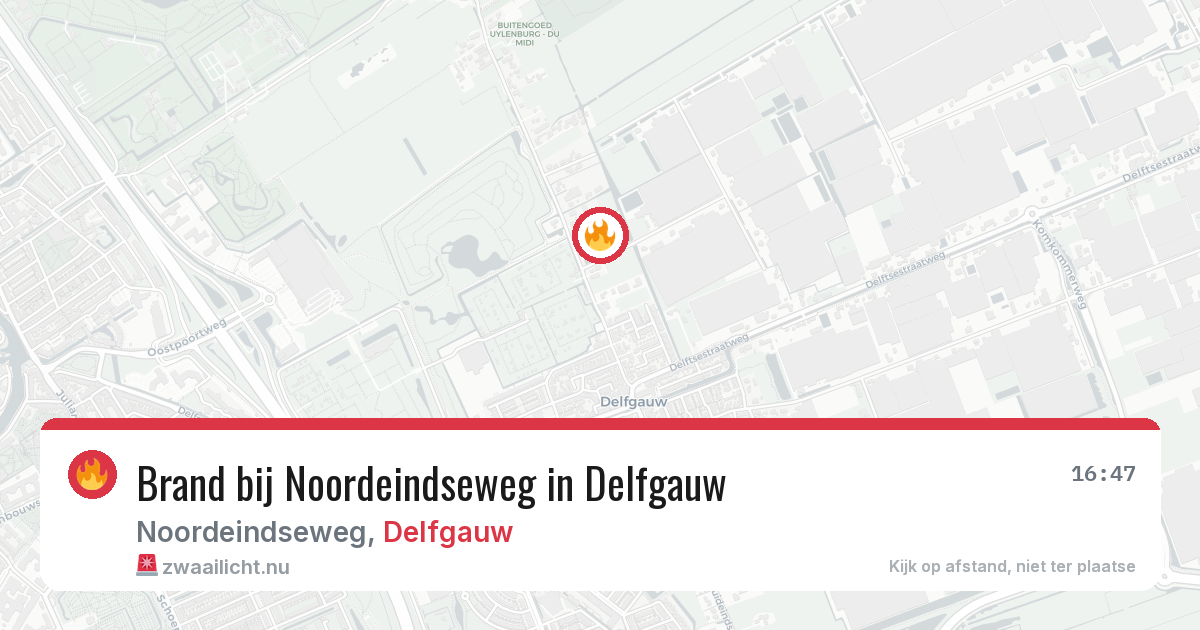 Brand bij Noordeindseweg in Delfgauw — 15 jul 2026