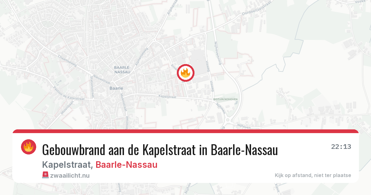 Gebouwbrand aan de Kapelstraat in Baarle-Nassau — 21 mrt 2026