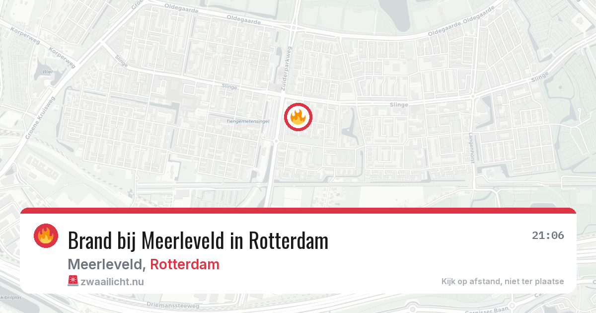 Brand bij Meerleveld in Rotterdam — 9 apr 2026