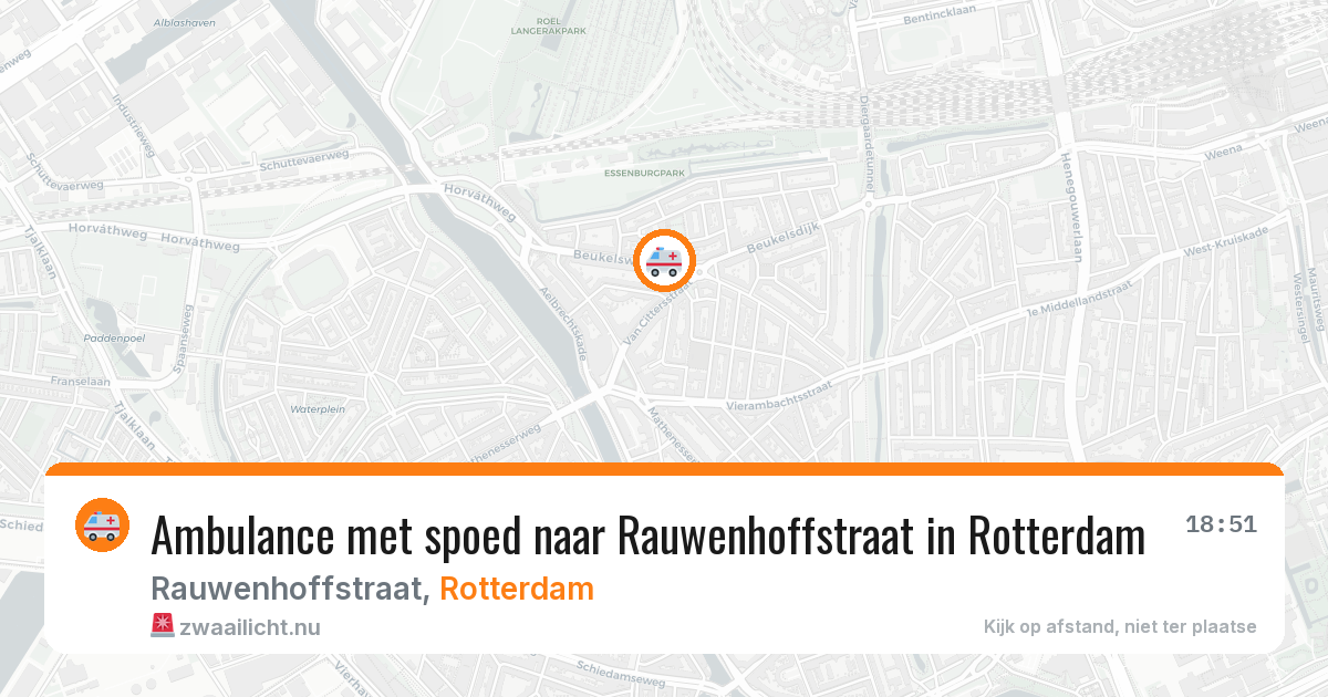 Ambulance met spoed naar Rauwenhoffstraat in Rotterdam — 28 mei 2026