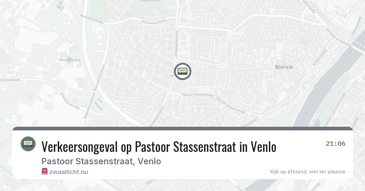 Verkeersongeval op Pastoor Stassenstraat in Venlo — 25 jul 2026