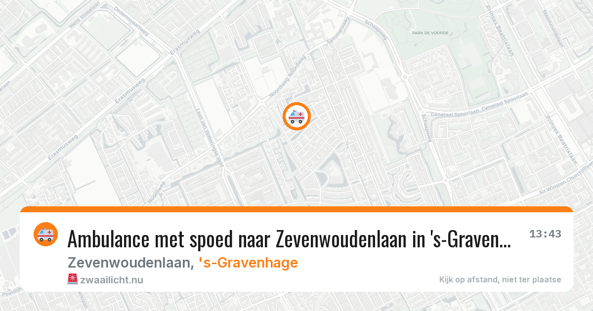 Ambulance met spoed naar Zevenwoudenlaan in 's-Gravenhage — 22 mrt 2026