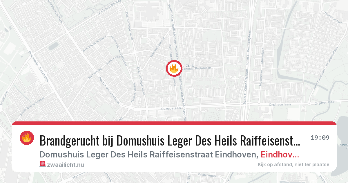 Brandgerucht bij Domushuis Leger Des Heils Raiffeisenstraat Eindhoven in Eindhoven — 11 jul 2026