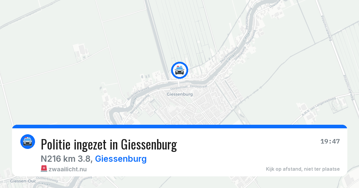 Politie ingezet in Giessenburg — 26 jul 2026 | 🚨 Zwaailicht.nu