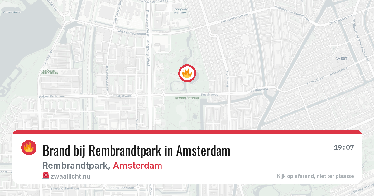 Brand bij Rembrandtpark in Amsterdam — 14 mei 2026