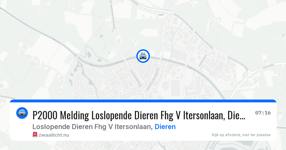 P2000 Melding Loslopende Dieren Fhg V Itersonlaan, Dieren — 24 jul 2026
