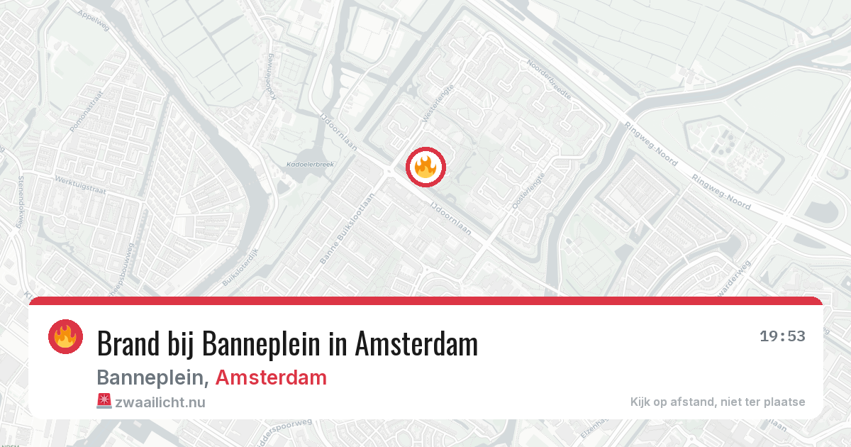 Brand bij Banneplein in Amsterdam — 26 jul 2026