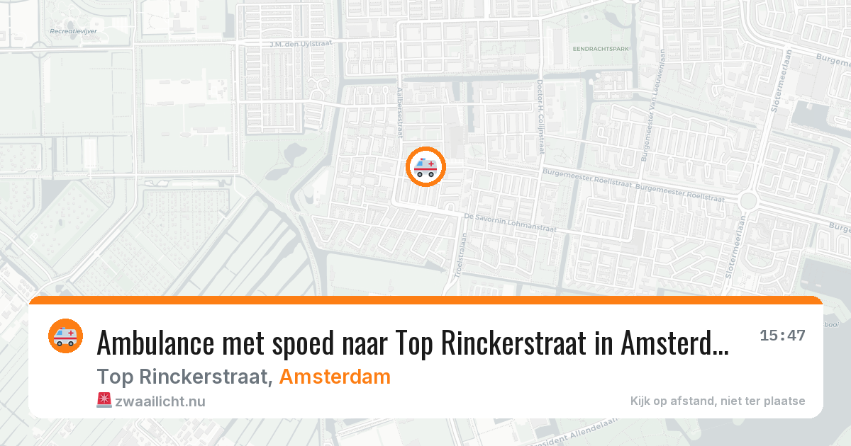 Ambulance met spoed naar Top Rinckerstraat in Amsterdam — 15 jul 2026