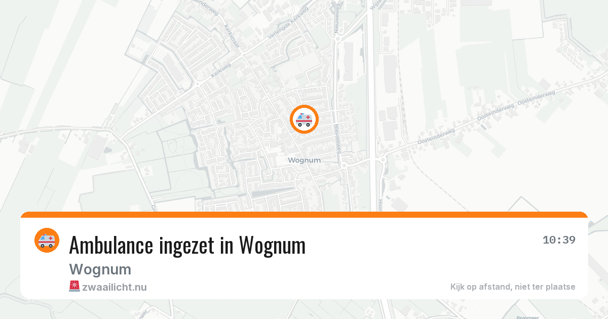 Ambulance ingezet in Wognum — 10 jul 2026 | 🚨 Zwaailicht.nu